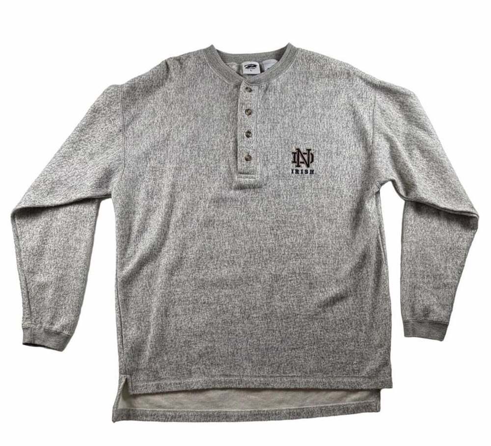 Pro Edge Notre Dame Fighting Irish Henley Sweatshirt Size Large